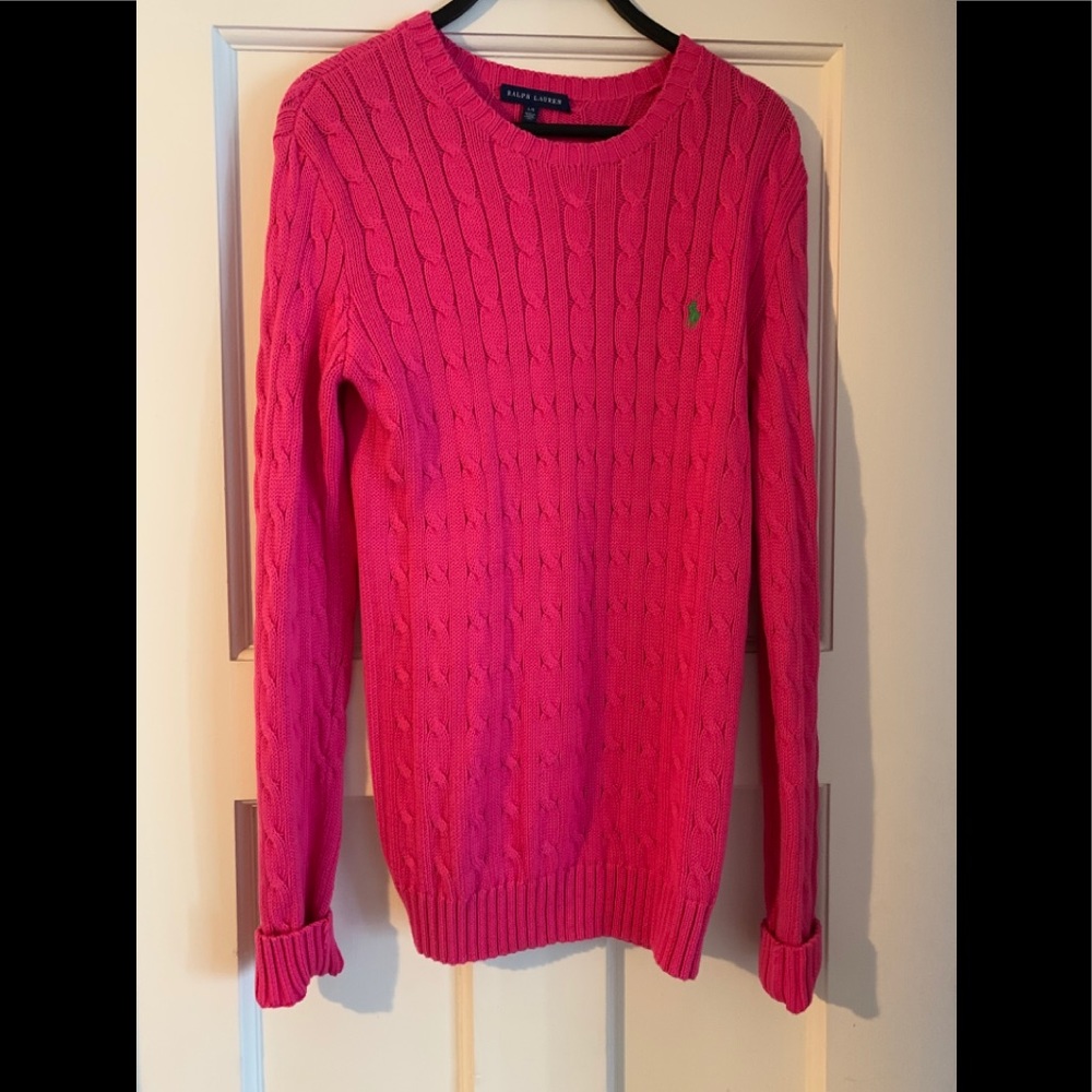 Ralph Lauren pink cable knit sweater